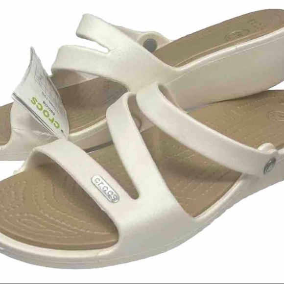 CROCS Shoes - CROCS Cream Slide Sandals